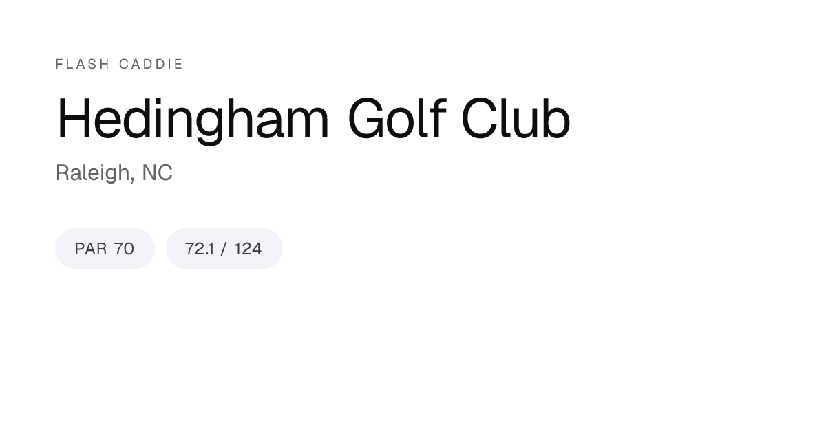 Hedingham Golf Club Scorecard, Yardage & Slope · Raleigh, NC | Flash Caddie