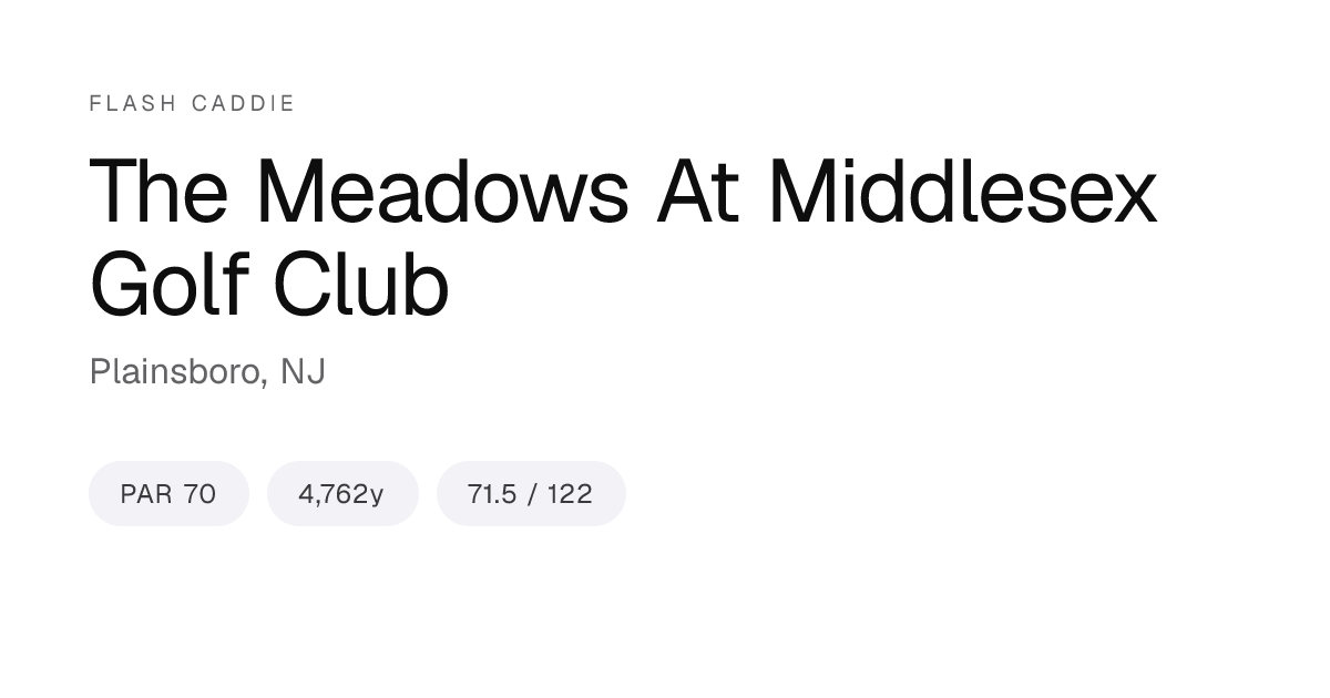 The Meadows At Middlesex Golf Club Scorecard, Yardage & Slope ...